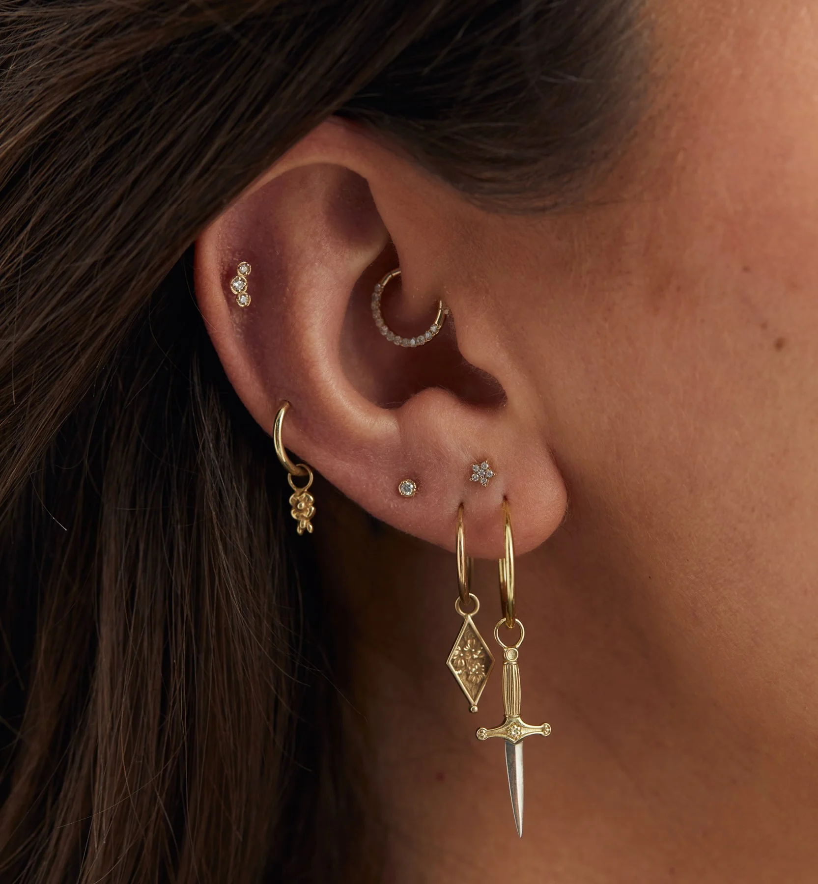 Birthstone Piercing Front 14K - Image 3