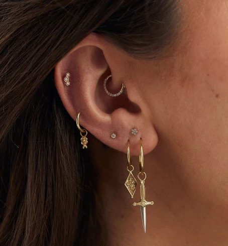 April Birthstone Piercing Front 14K - Image 5