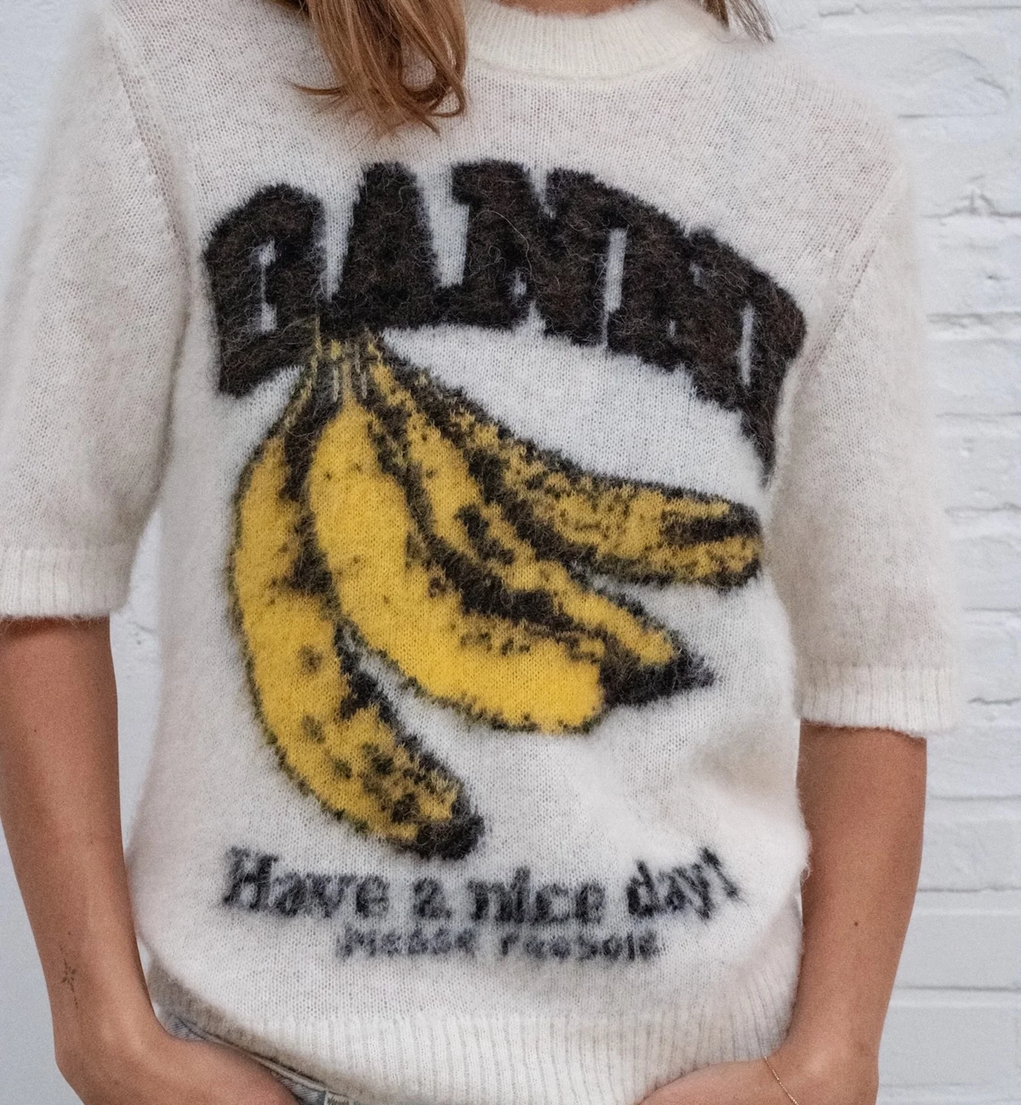 GANNI Brushed Alpaca Graphic T-Shirt - Image 3