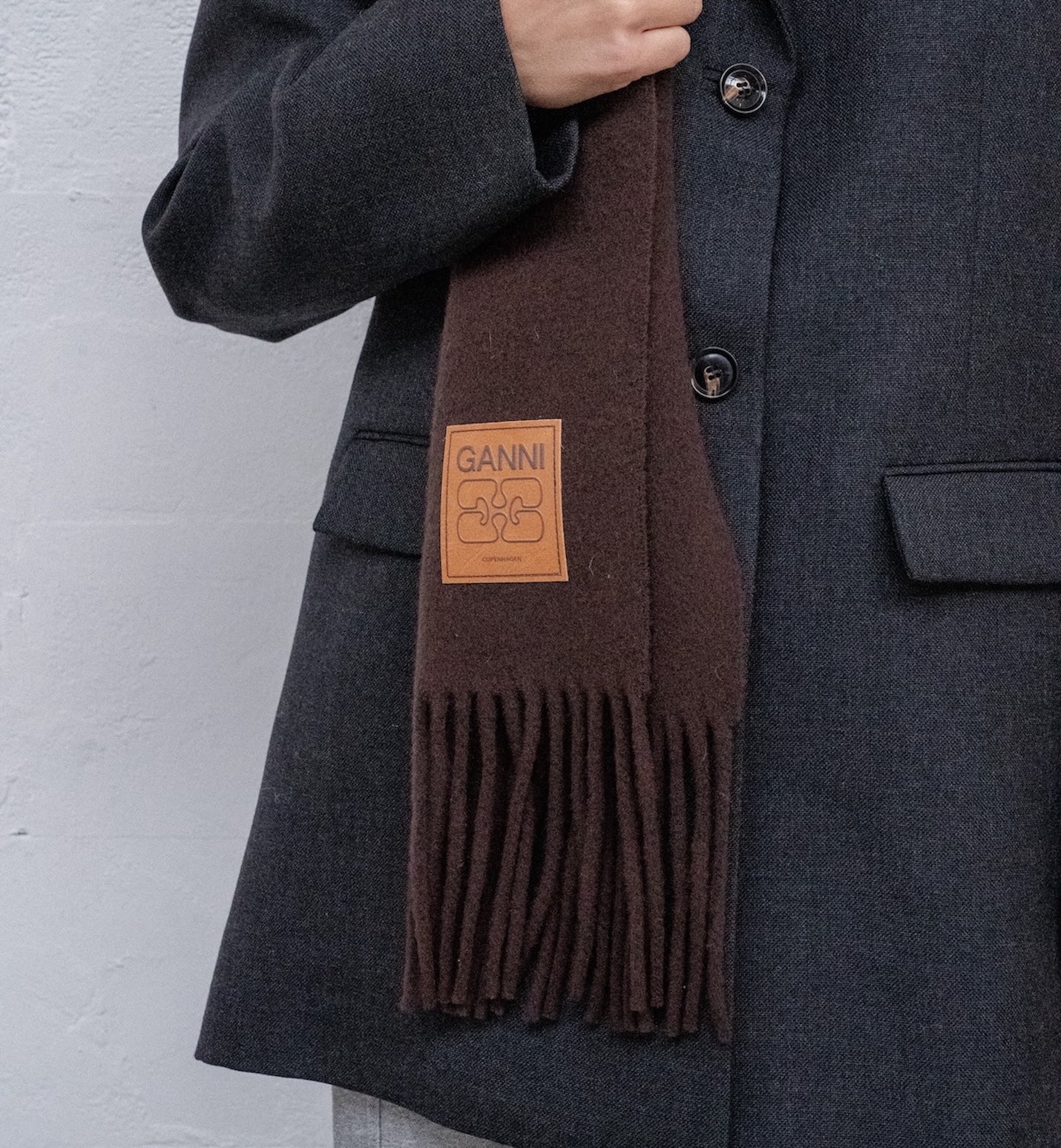 GANNI Double Face Wool Knit Scarf - Image 3