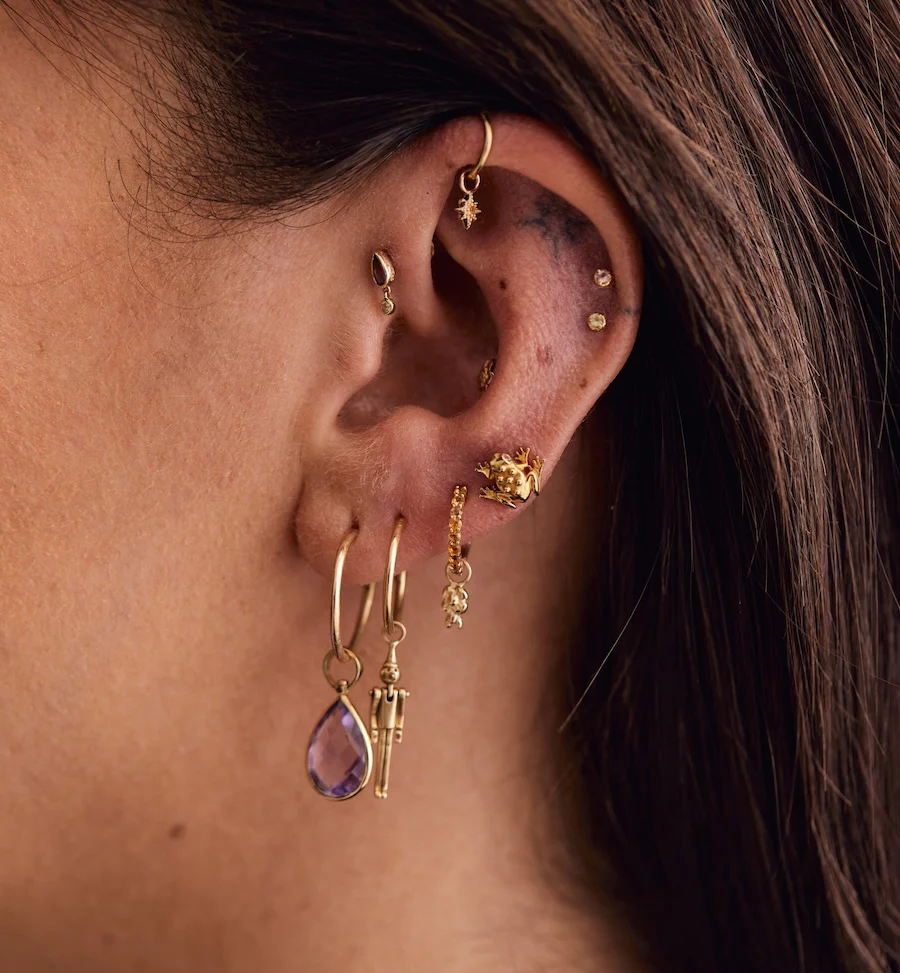 Mini Flower Earring Charm 14K - Image 4