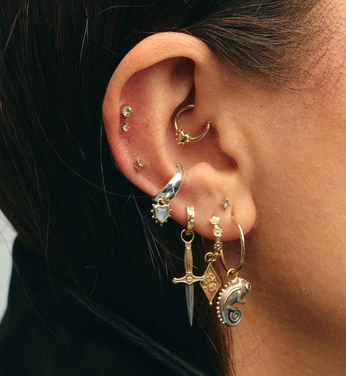 Moonbeam Glow Piercing Front 14K - Image 4