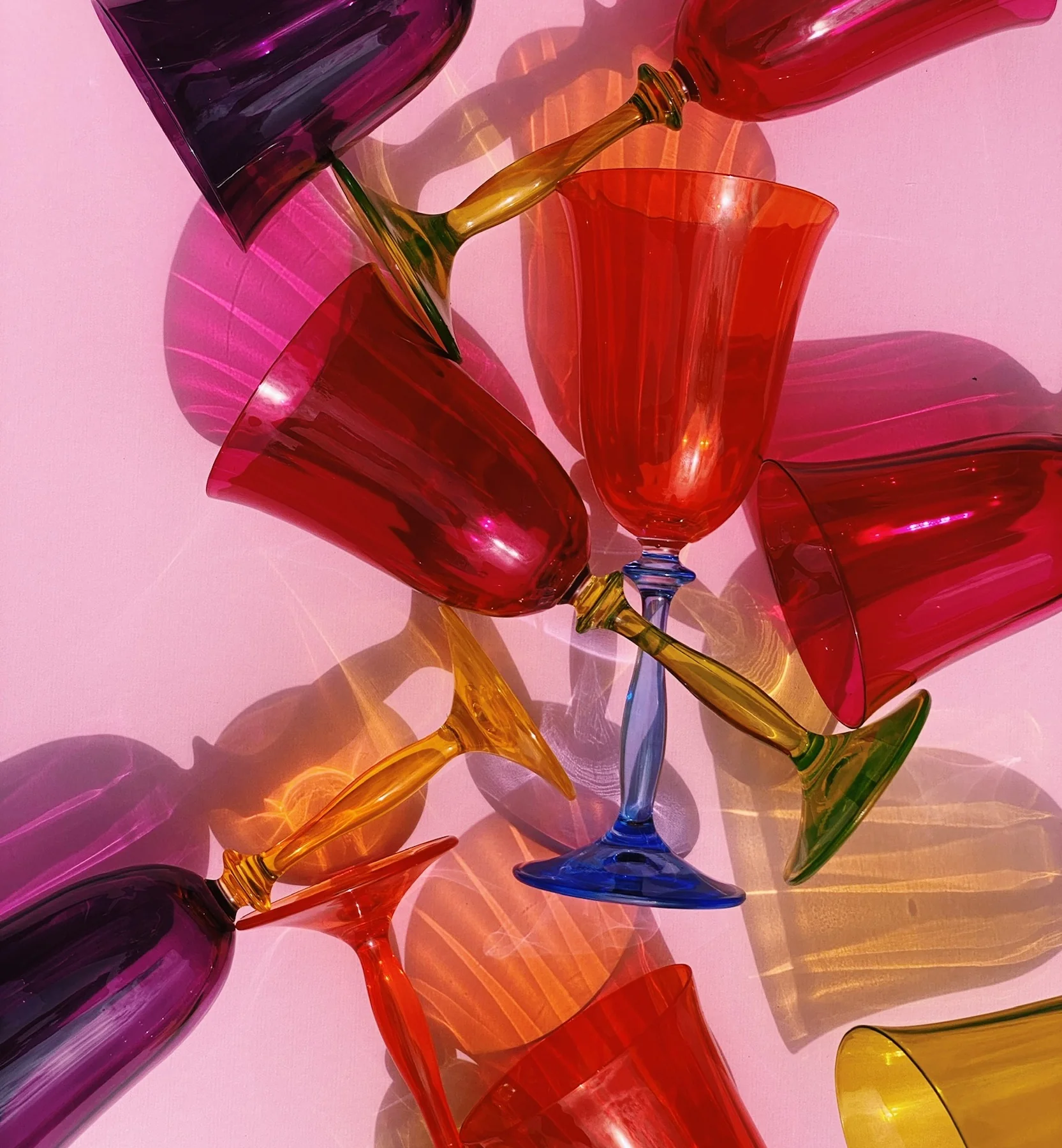 Multicoloured Optic Wine Glass Set of 4 - Image 3