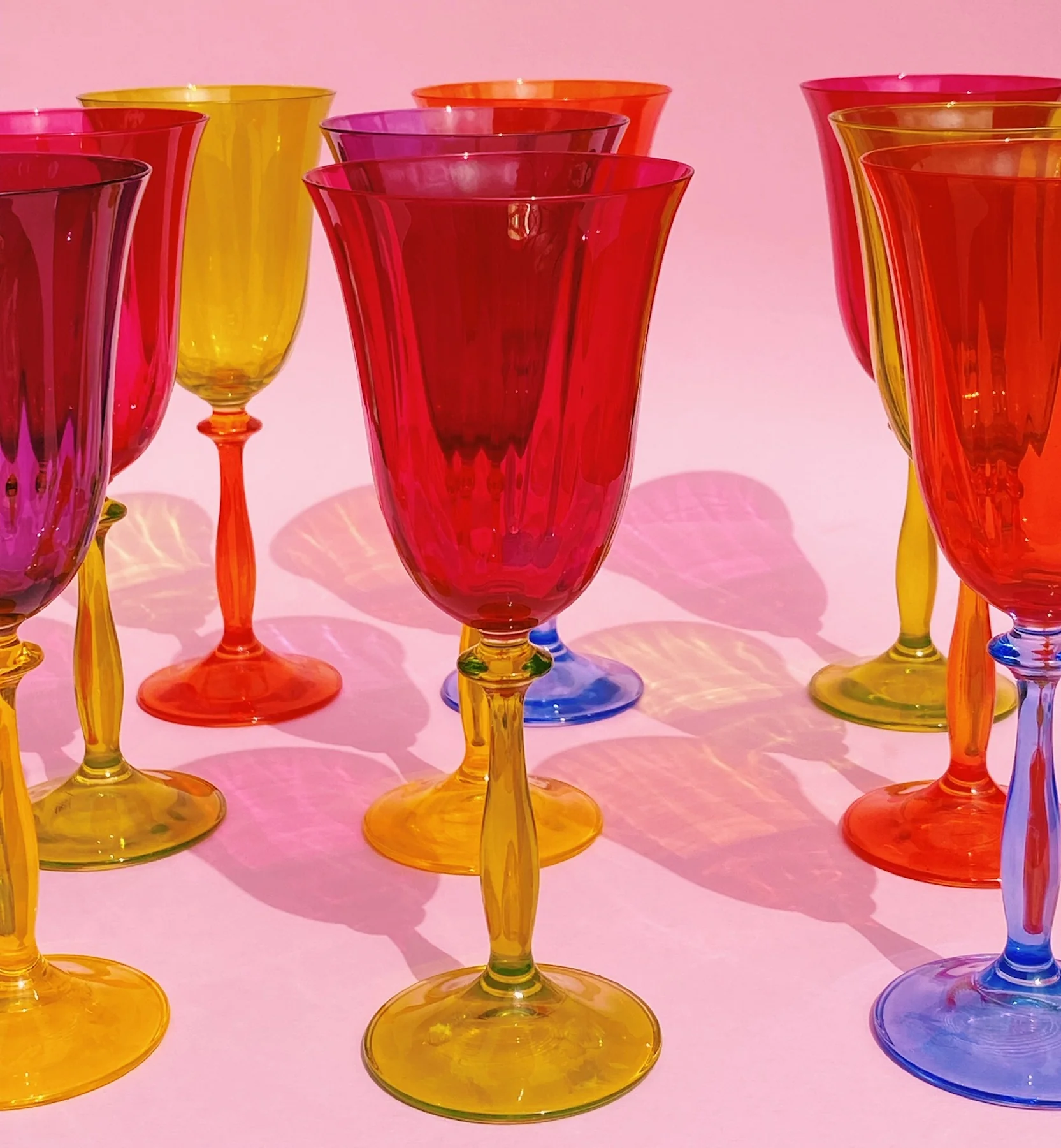 Multicoloured Optic Wine Glass Set of 4 - Image 4