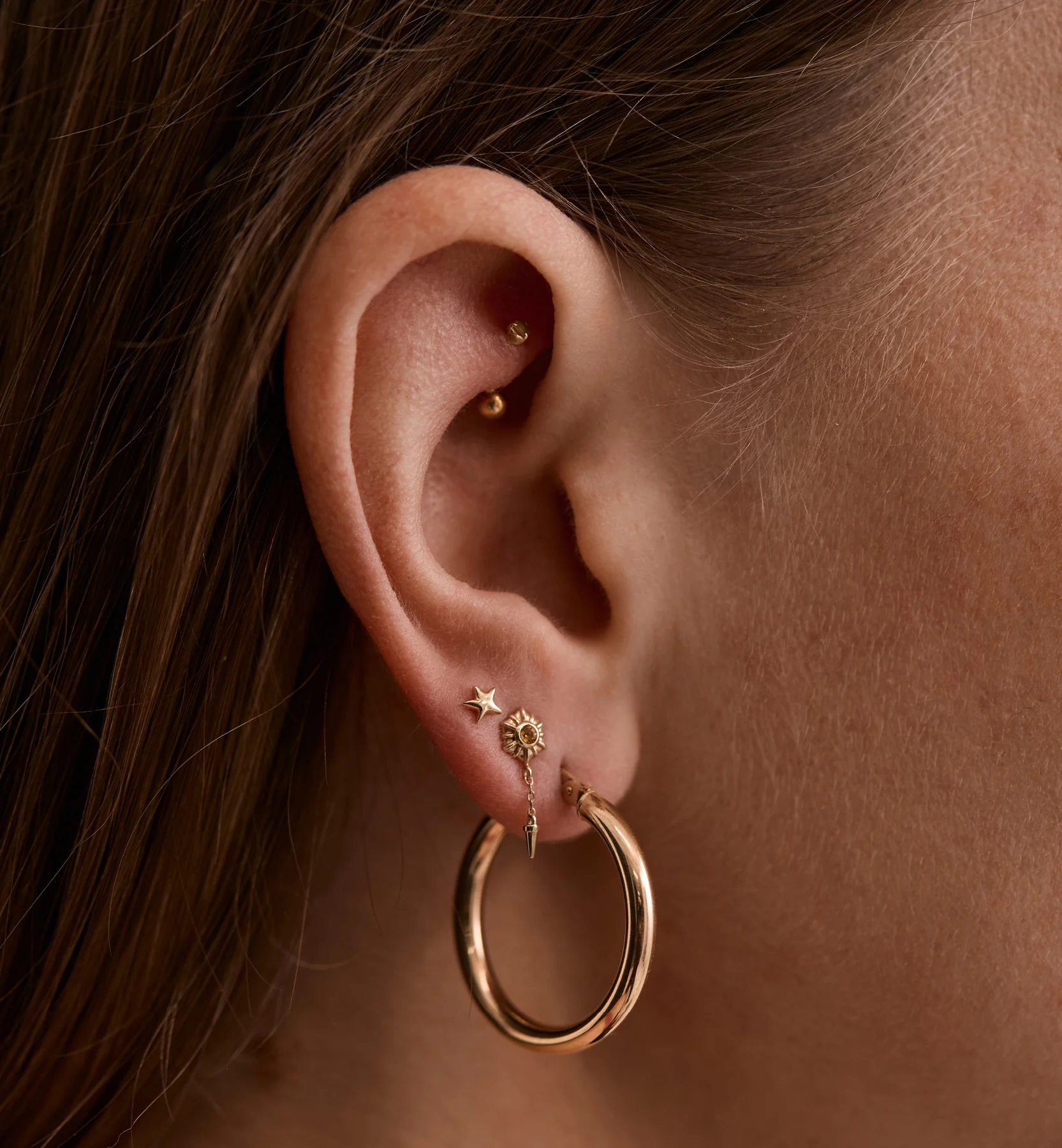 Single Coronal Rain Stud Earring 14K - Image 3