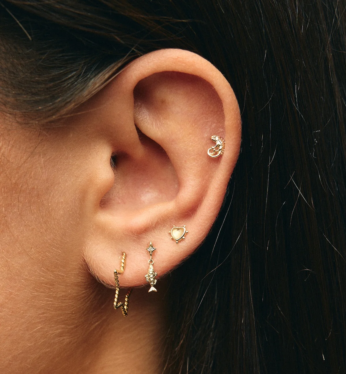 Single Loving Hollow Stud Earring 14K - Image 3