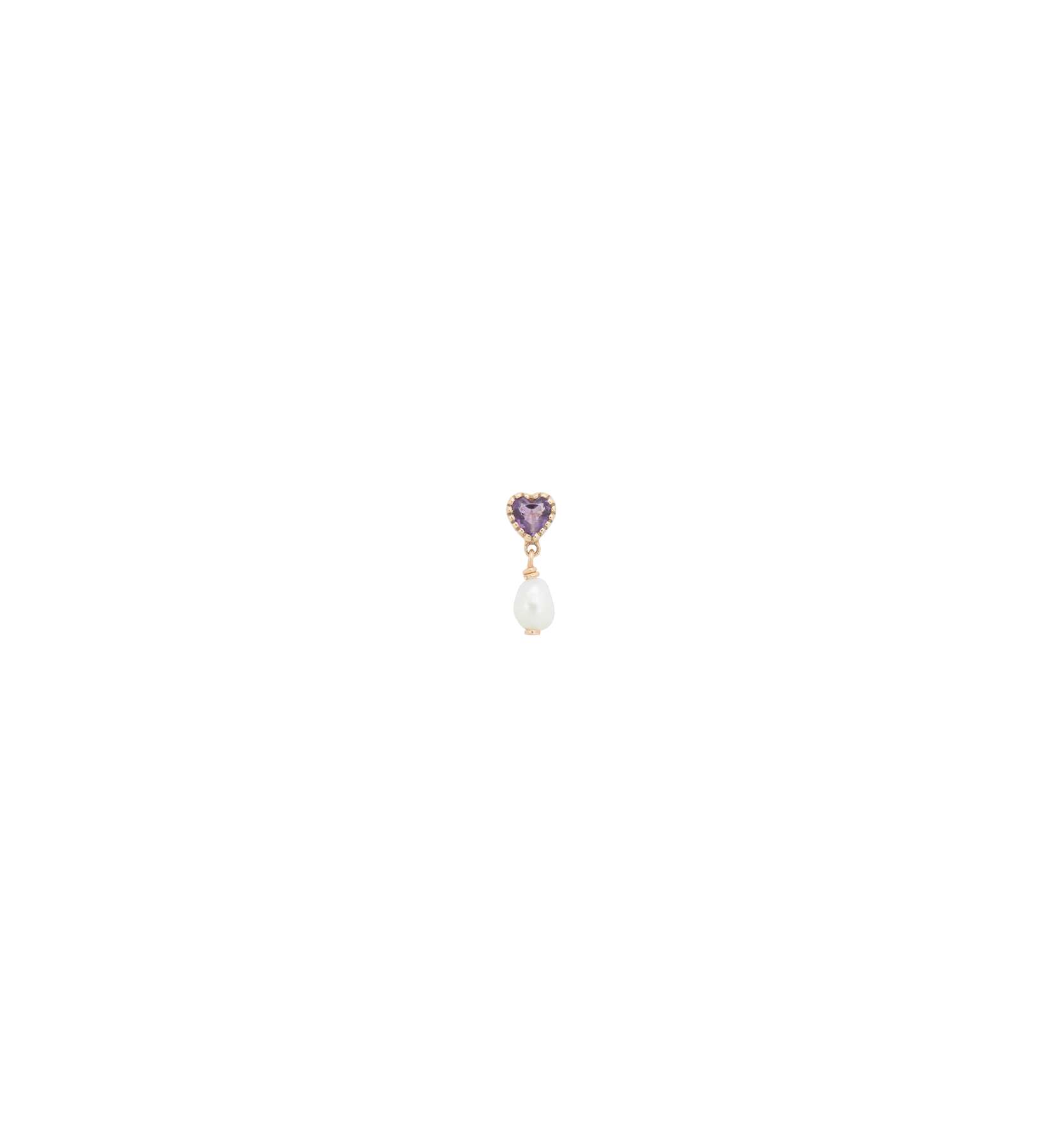 Single Pearly Love Stud Earring 14K - Image 3