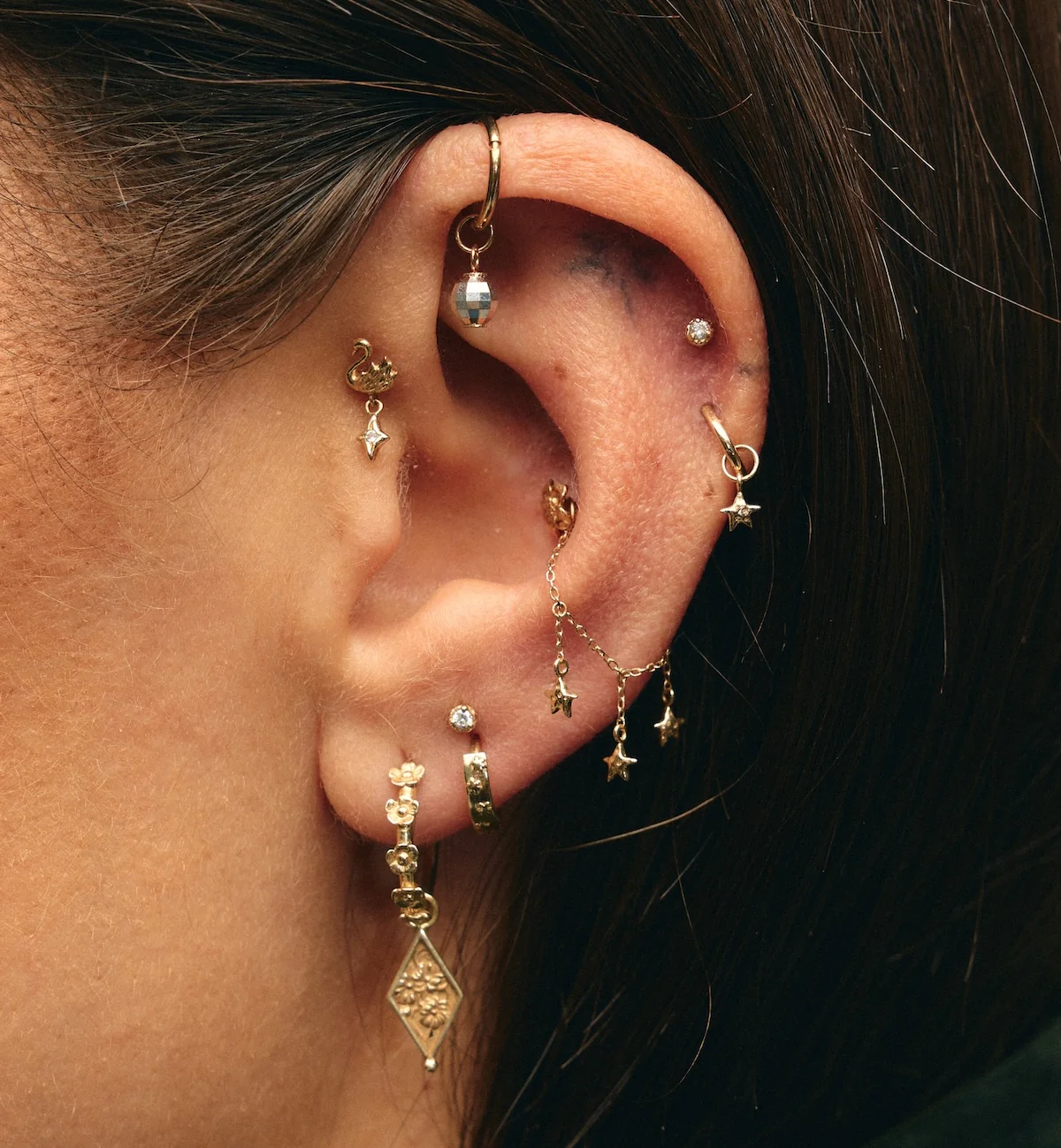 Willow Swan Piercing Front 14K - Image 3