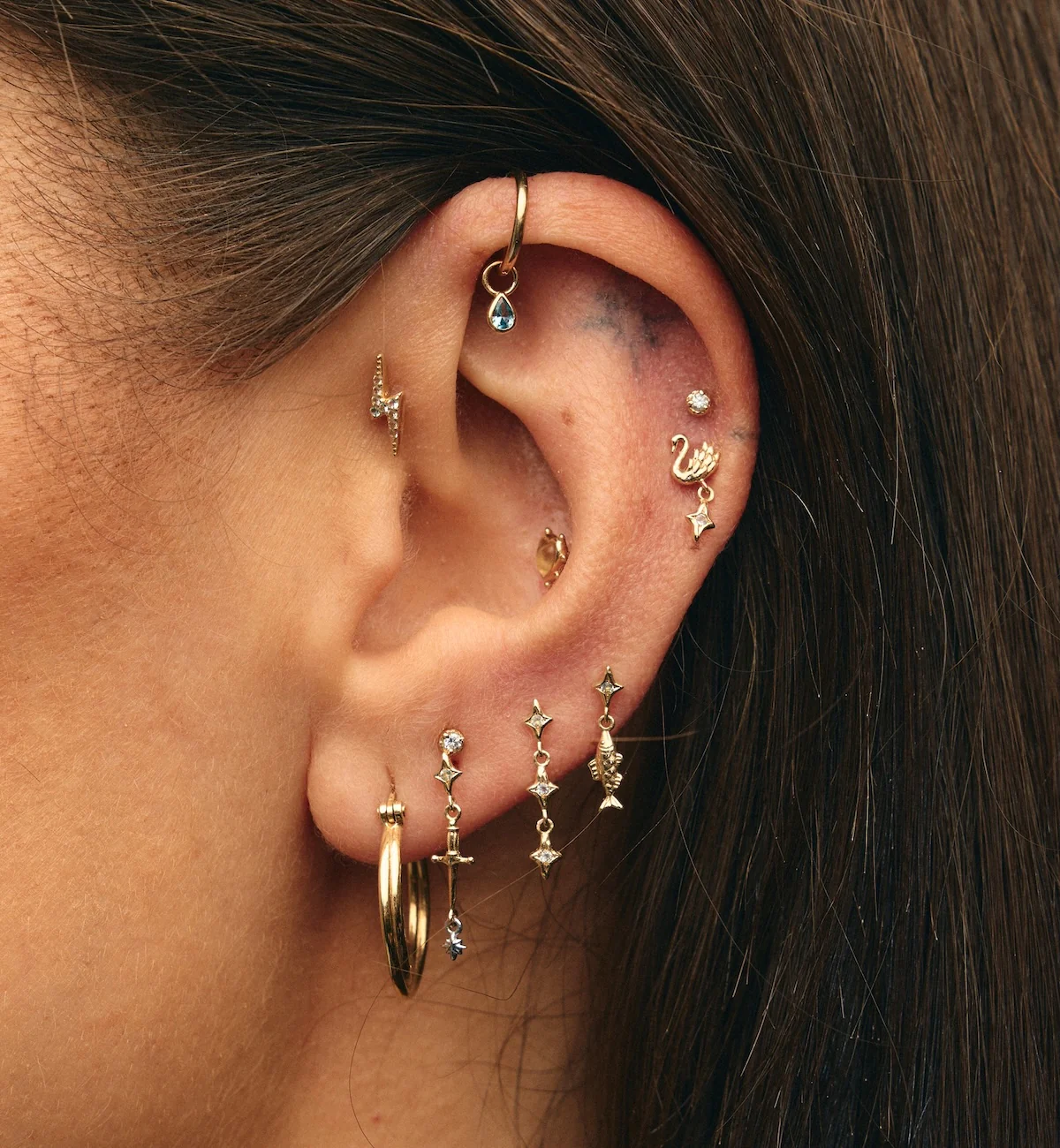 Willow Swan Piercing Front 14K - Image 4